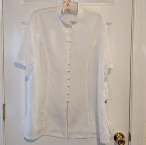 NEW Russ Women's Off White Mandarin Collar Blouse Size  L